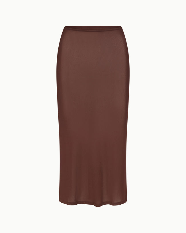 Mesh Midi Skirt | Chocolate