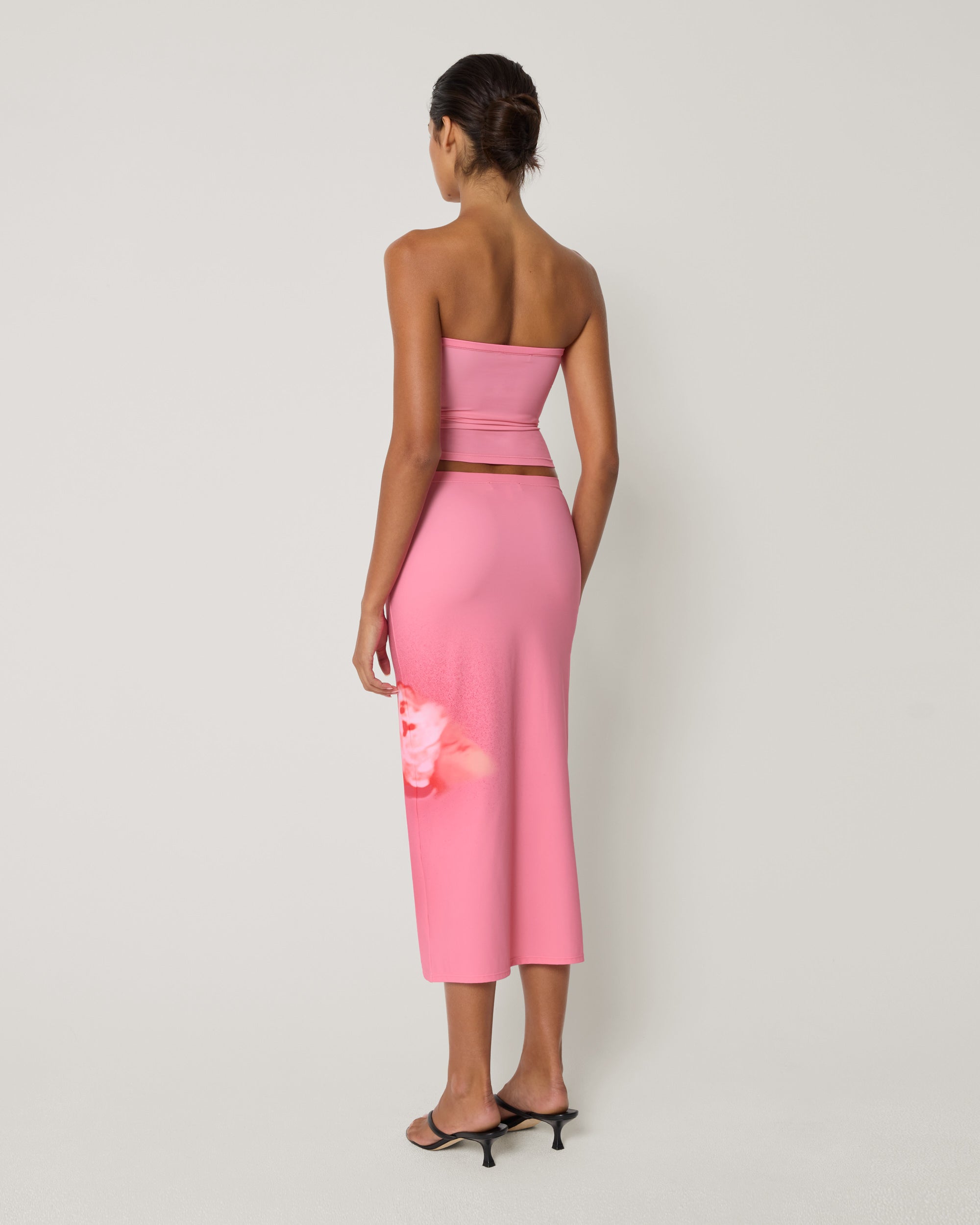 Smooth Stretch Midi Skirt | Pink Peony