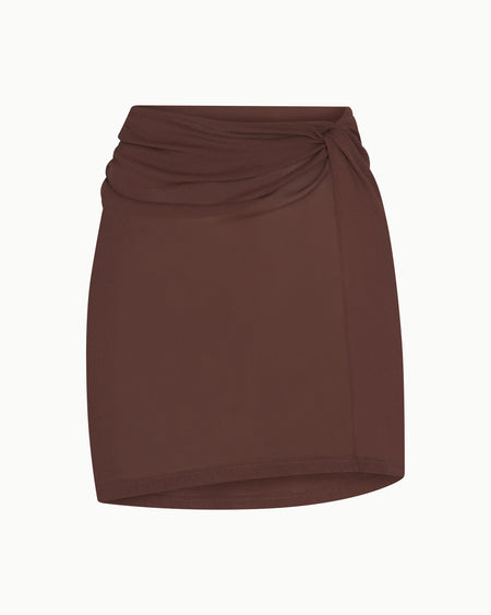 Mesh Twist Mini Skirt | Chocolate