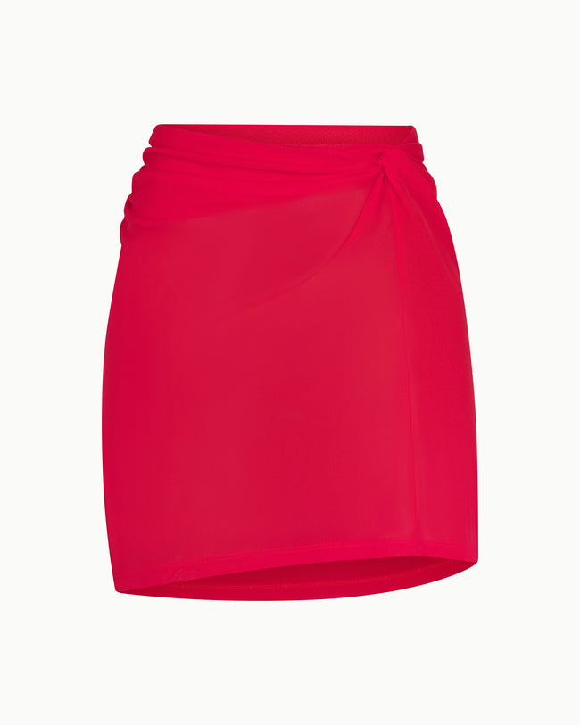 Mesh Twist Mini Skirt | Cherry