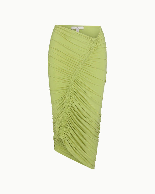 Asymmetrical Ruched Skirt | Dark Citron