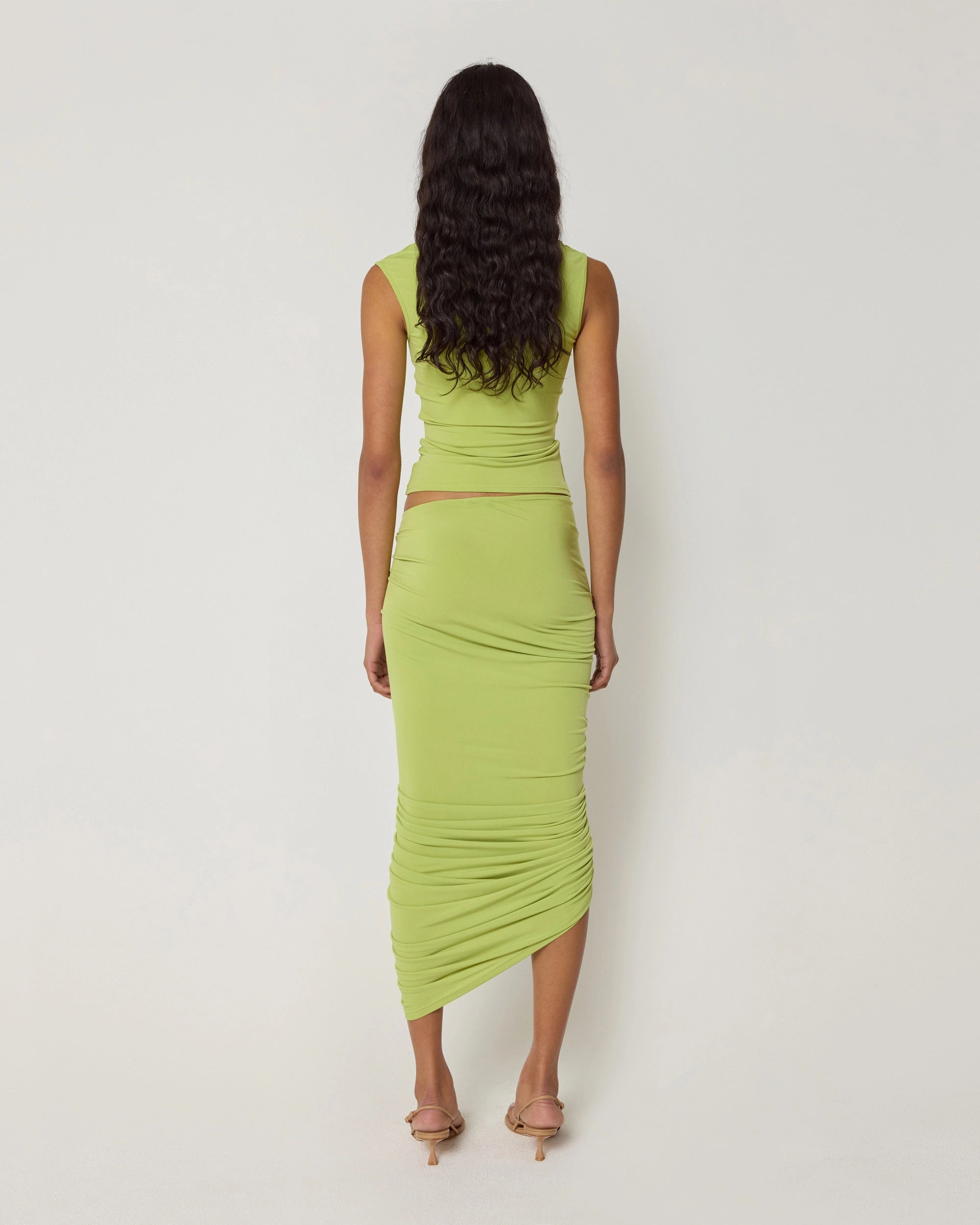 Asymmetrical Ruched Skirt | Dark Citron