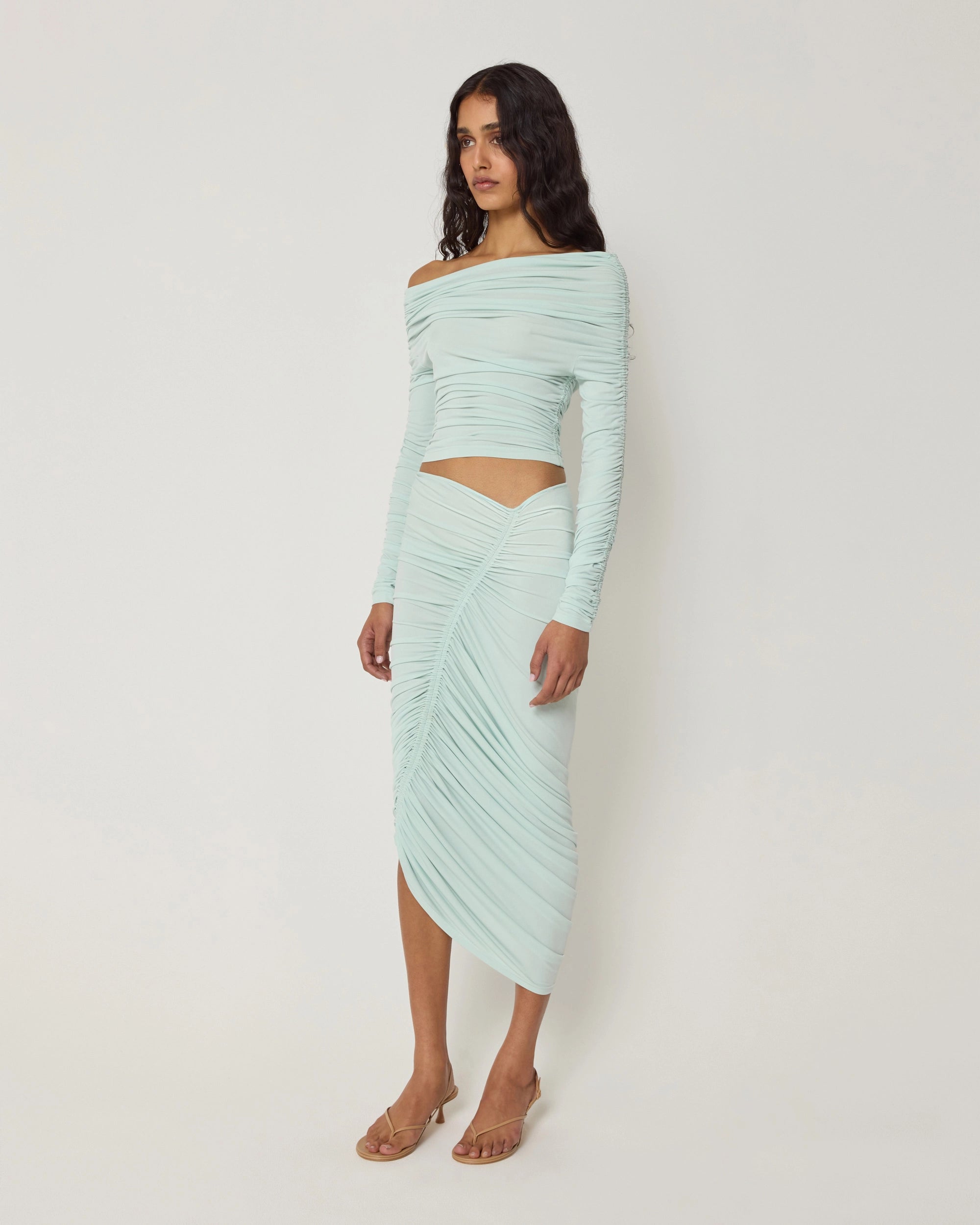 Asymmetrical Ruched Skirt | Surf Spray