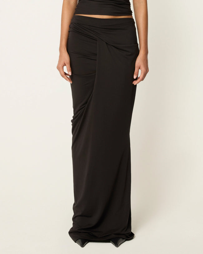 Draped Maxi Skirt | Black