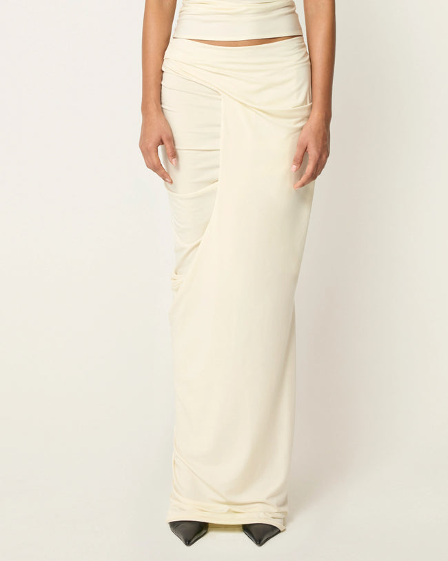 Draped Maxi Skirt | Warm White