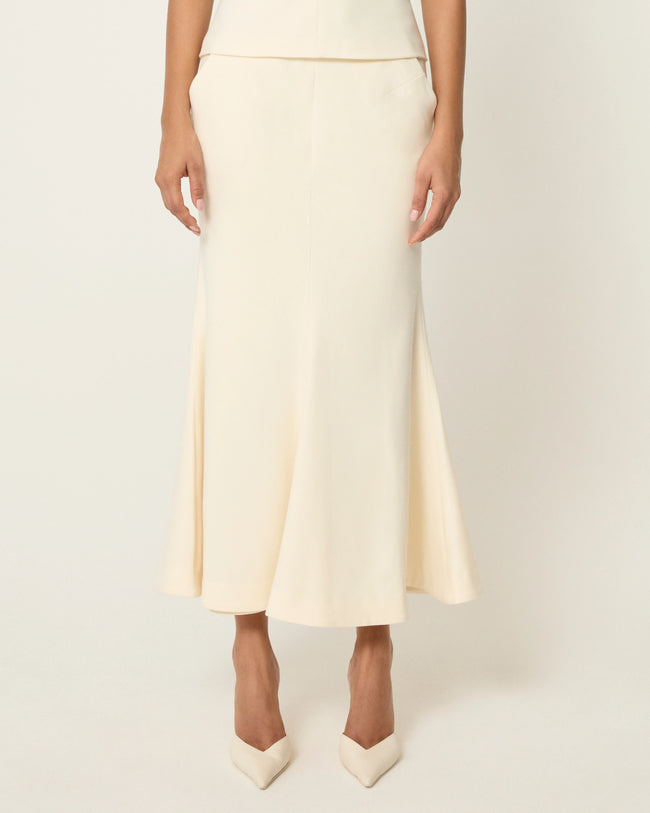 Long Tailored Skirt | Warm White