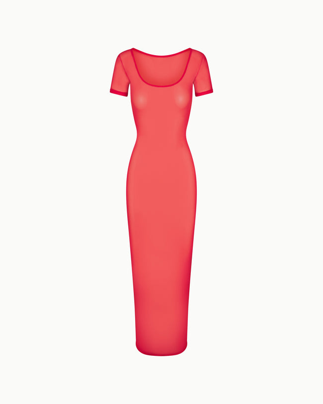 Mesh Scoop Neck Maxi Dress | Cherry