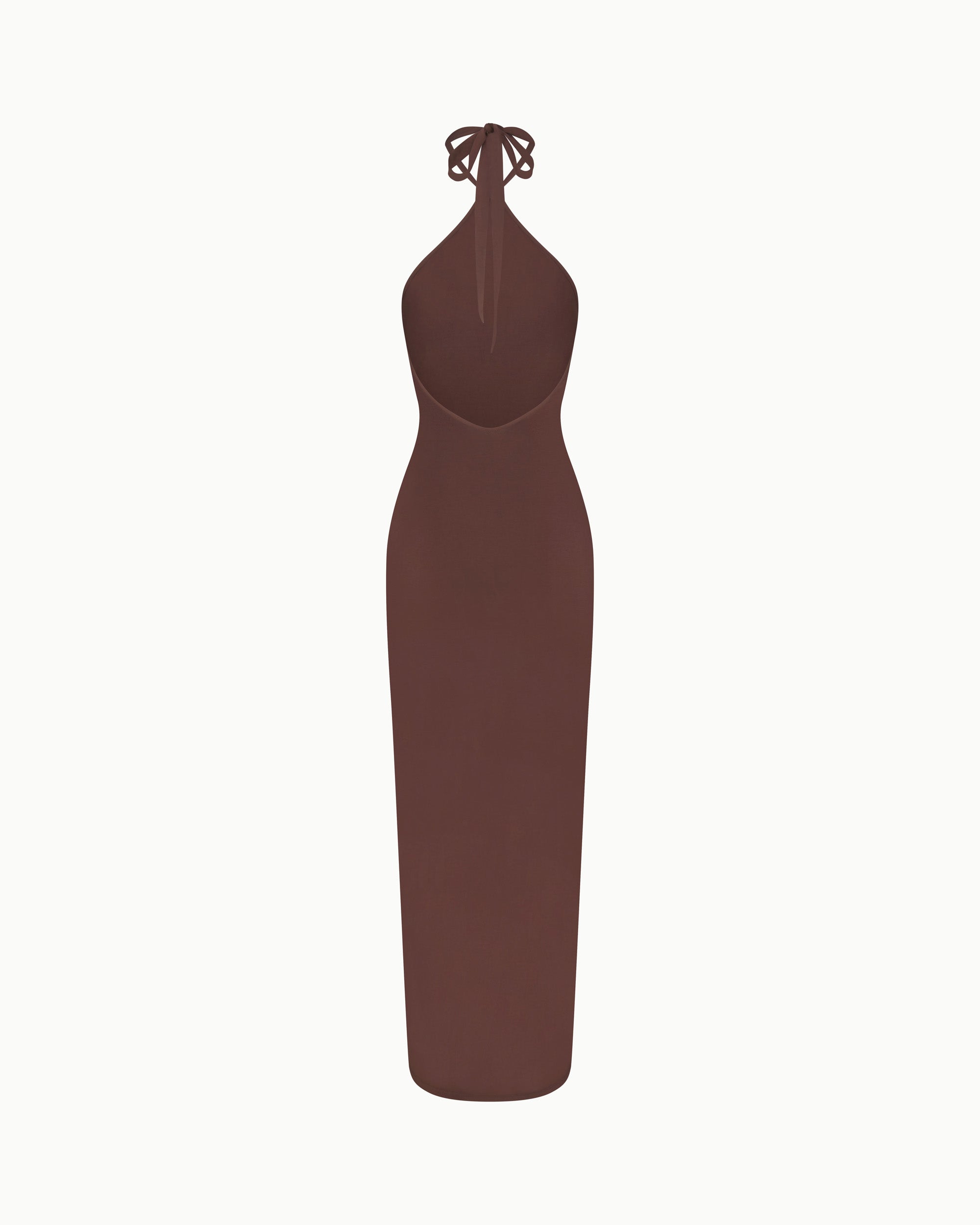 Soft Stretch Halter Maxi Dress | Chocolate