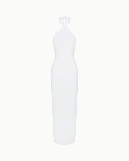 Soft Stretch Halter Maxi Dress | Pearl White