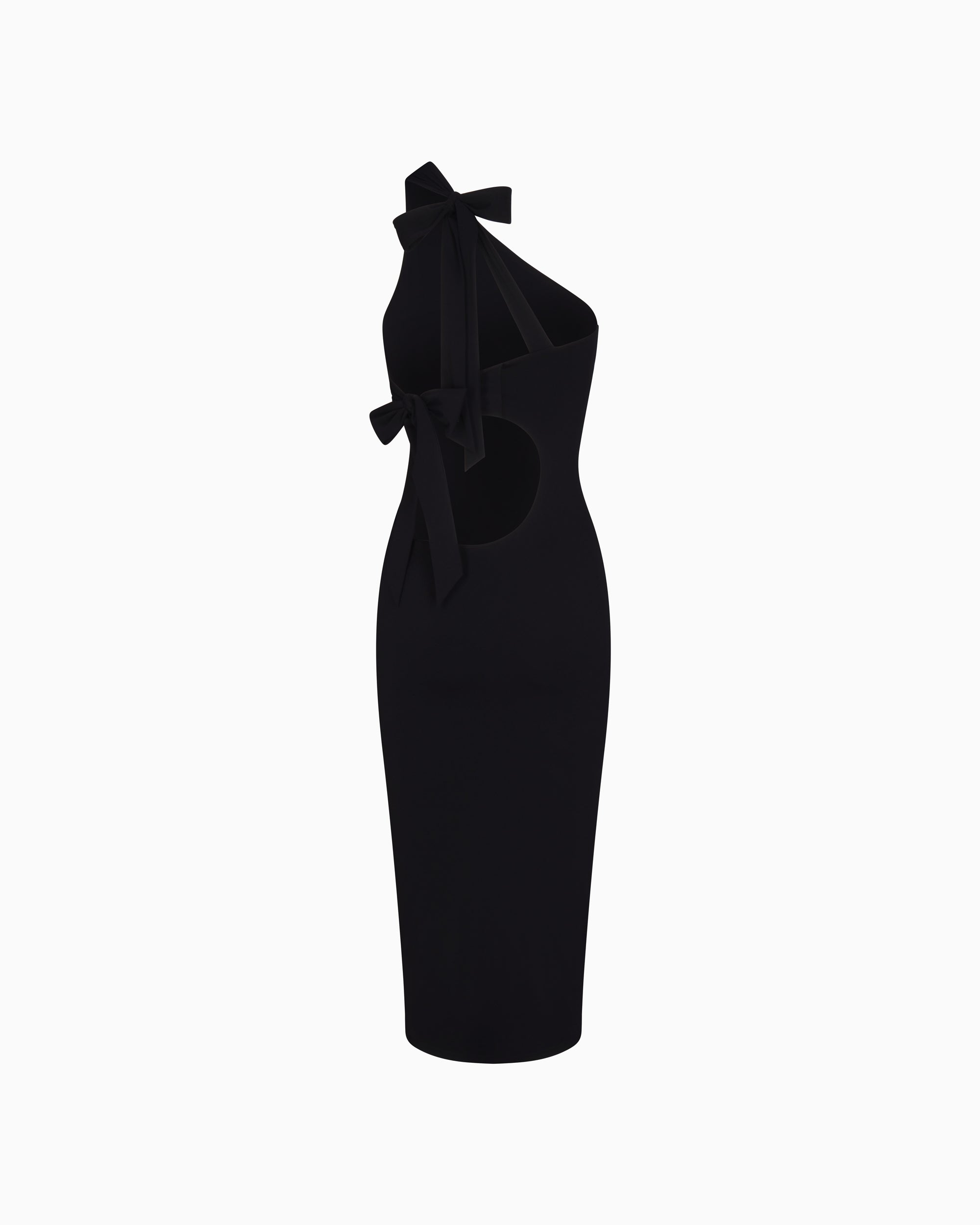 Smooth Stretch One Shoulder Midi Dress | Black