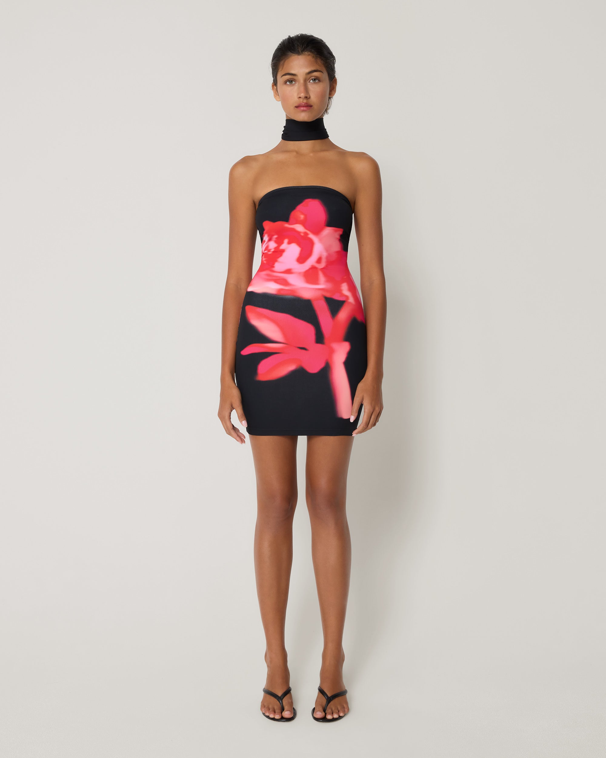 Smooth Stretch Strapless Mini Dress | Black Peony