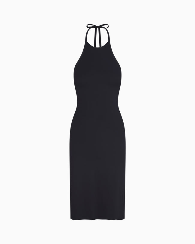 Smooth Stretch Halter Tunic | Black