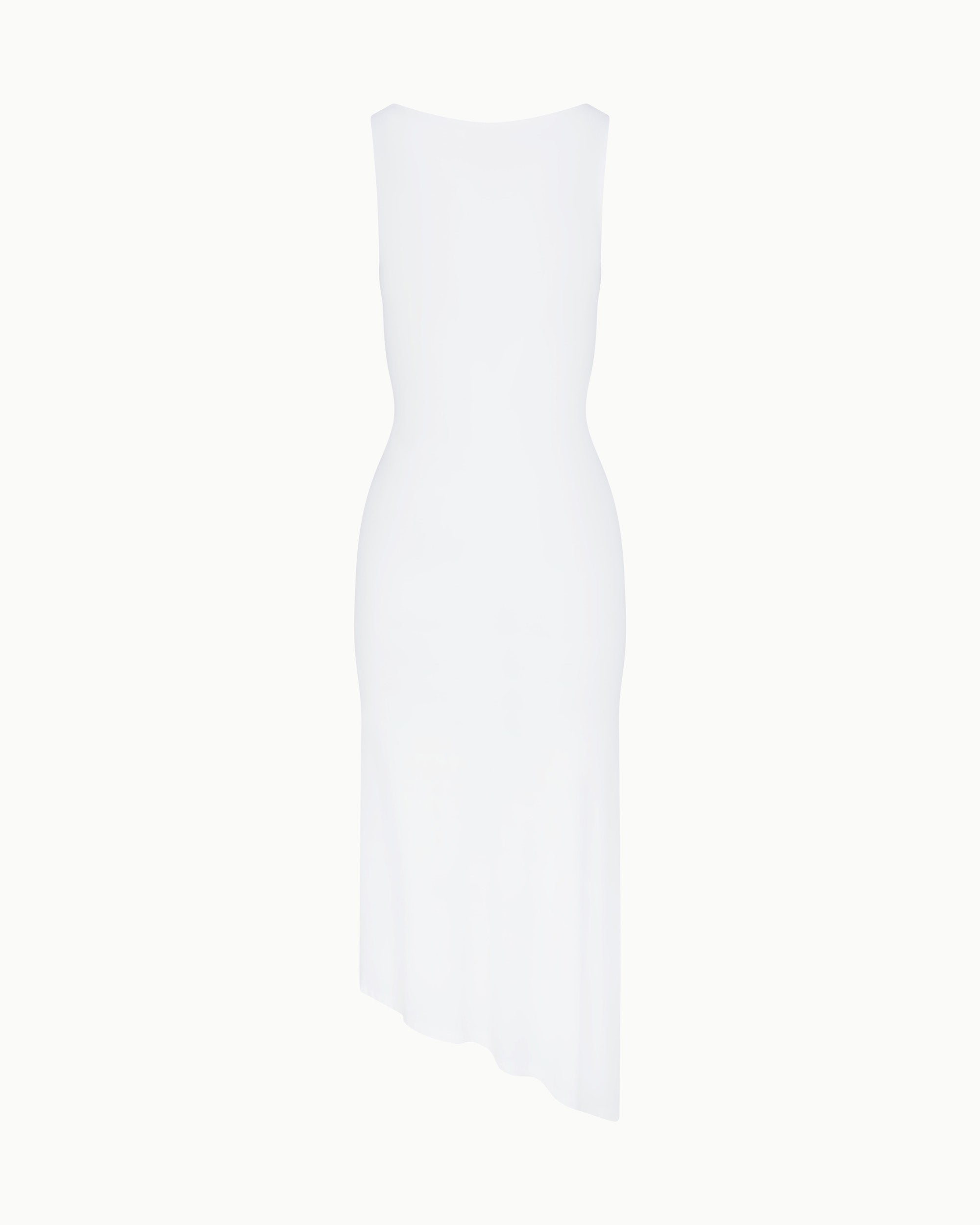 Soft Stretch Asymmetrical Midi Dress | Pearl White