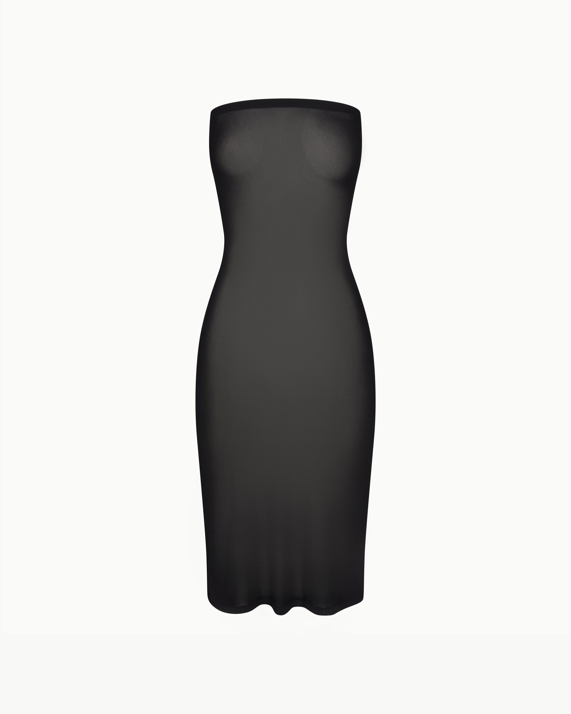 Mesh Tube Midi Dress | Black