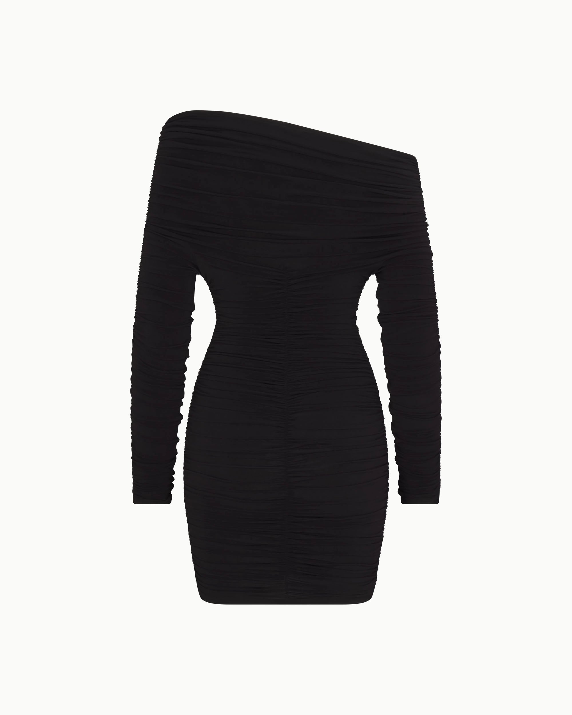 Long Sleeve Ruched Mini Dress | Black