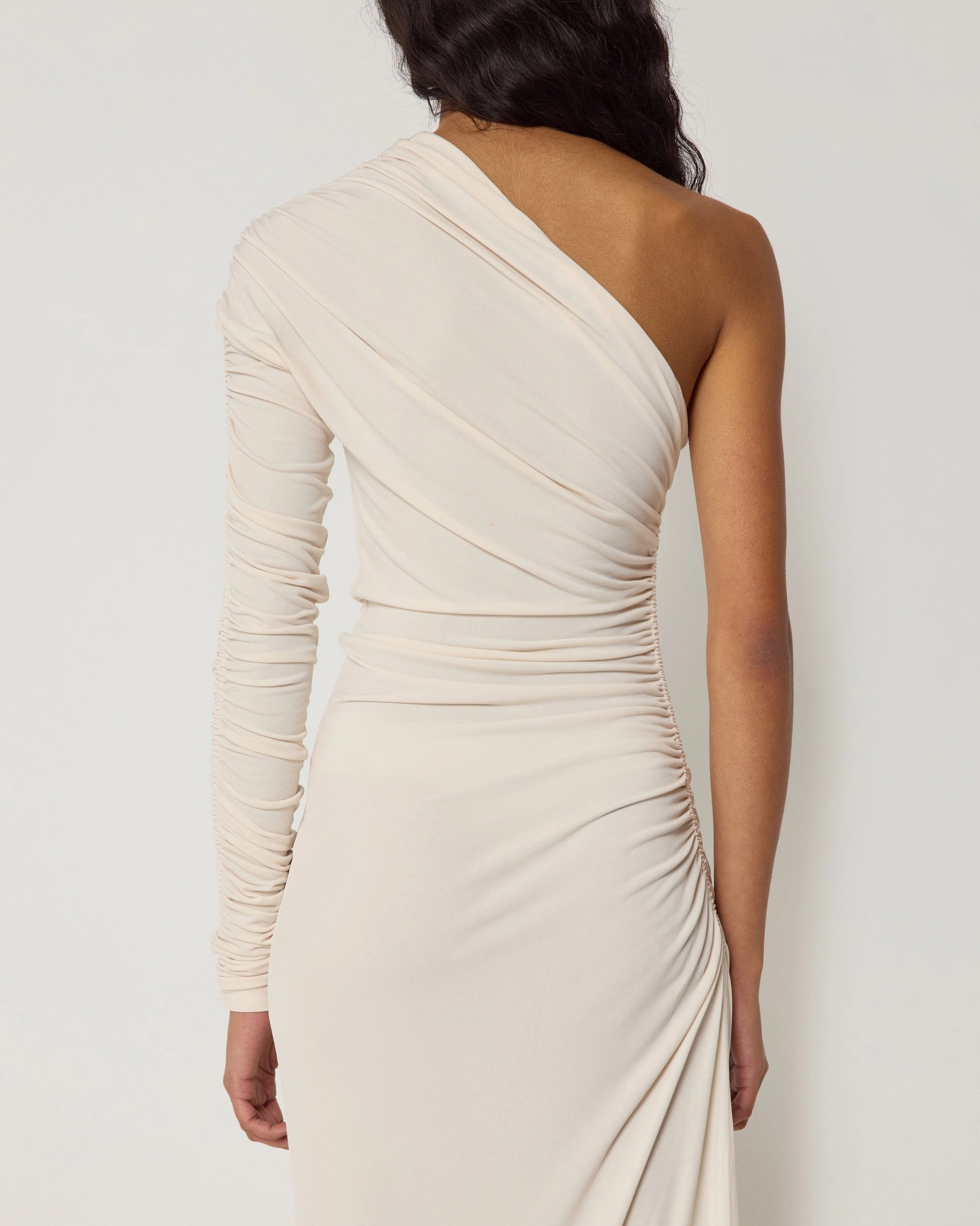 One Shoulder Ruched Gown | Shell