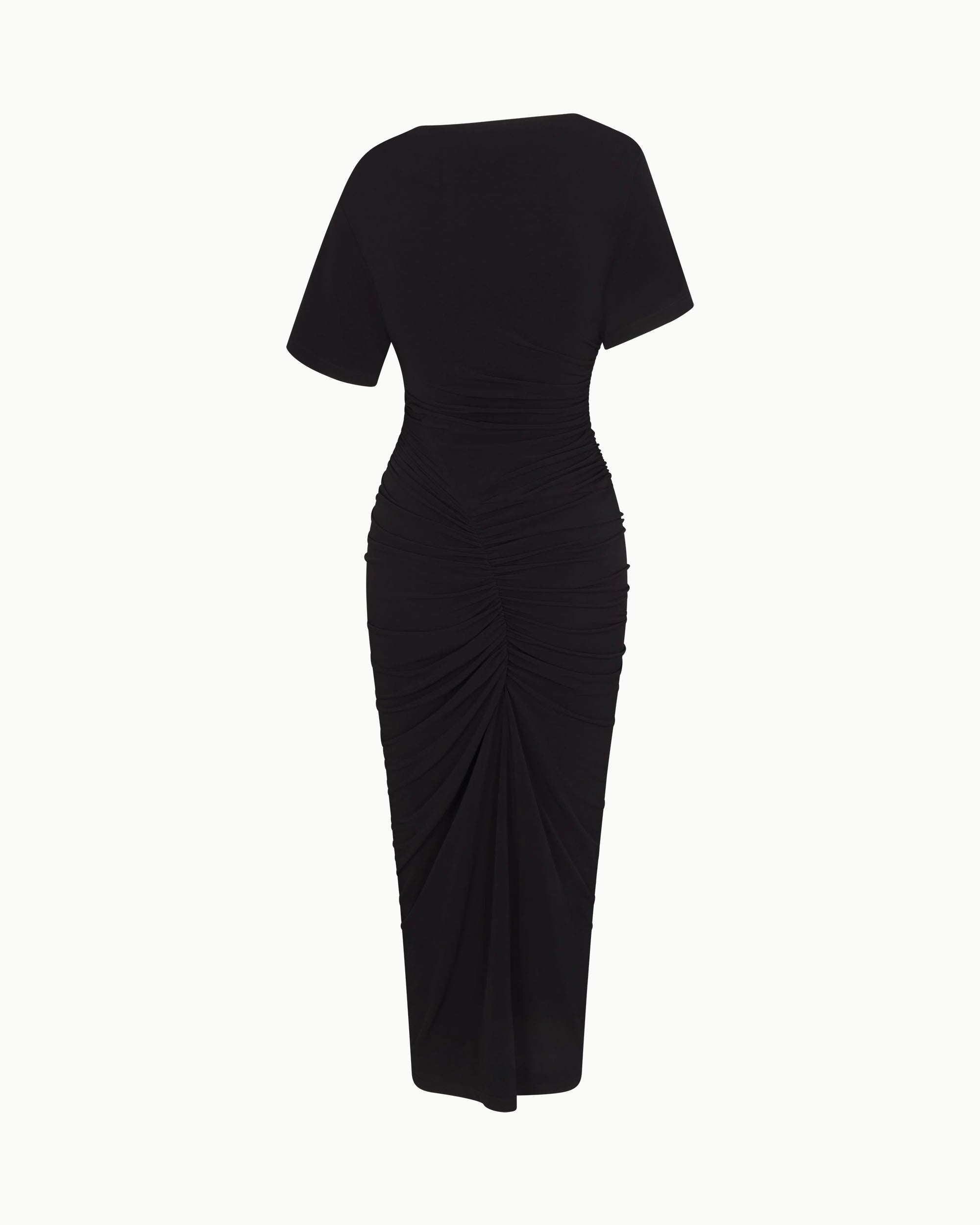 Asymmetrical Ruched Dress | Black