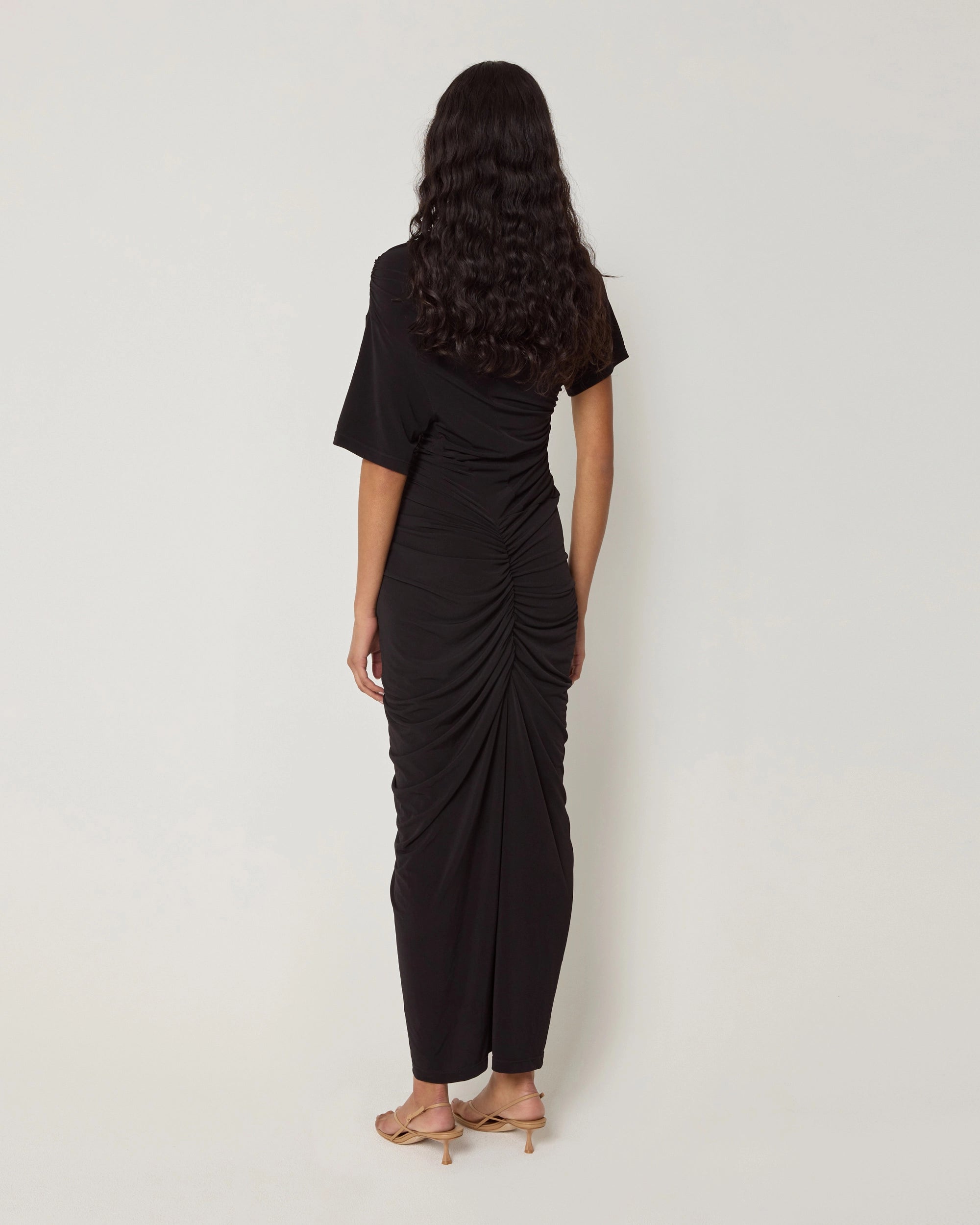 Asymmetrical Ruched Dress | Black