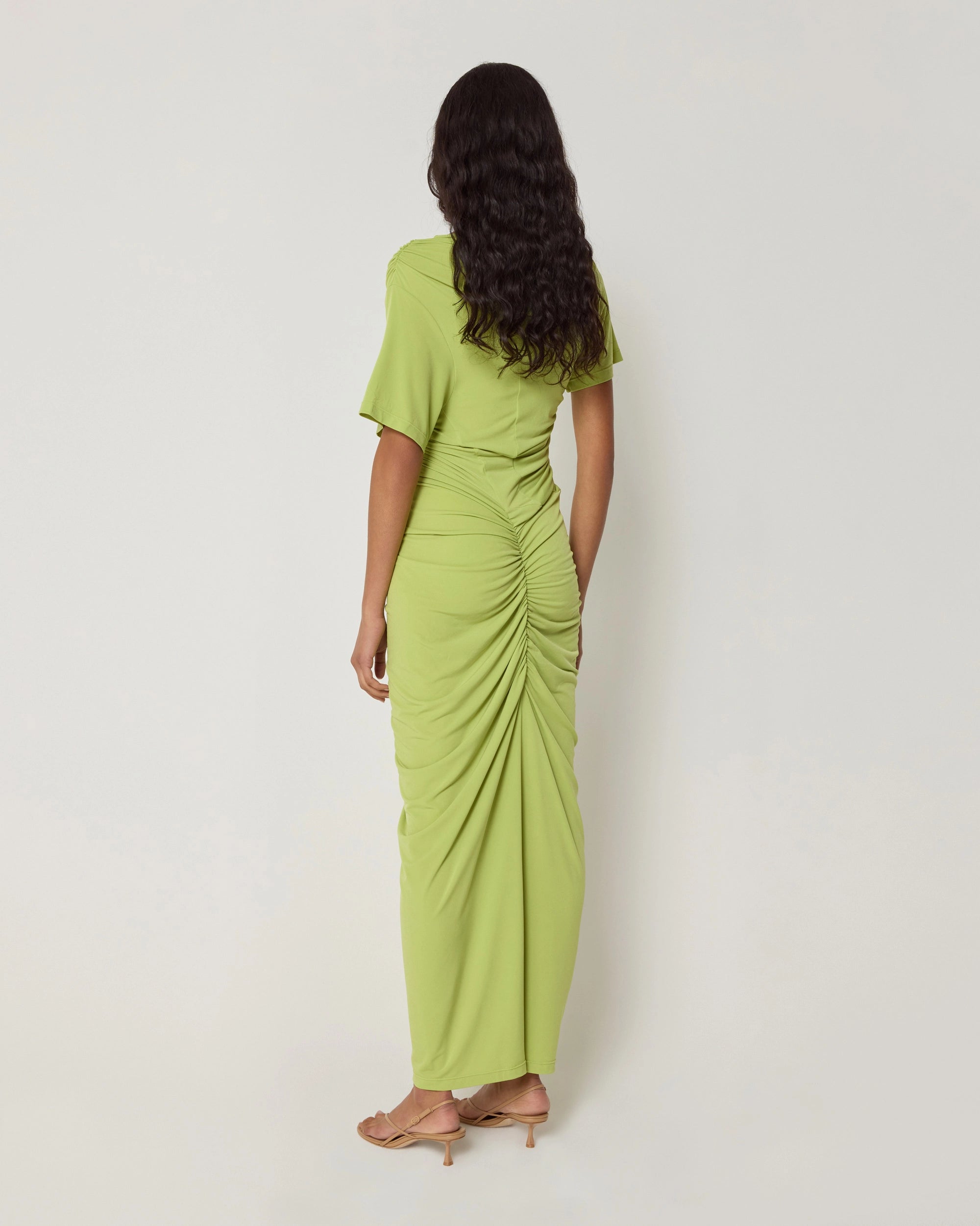 Asymmetrical Ruched Dress | Dark Citron