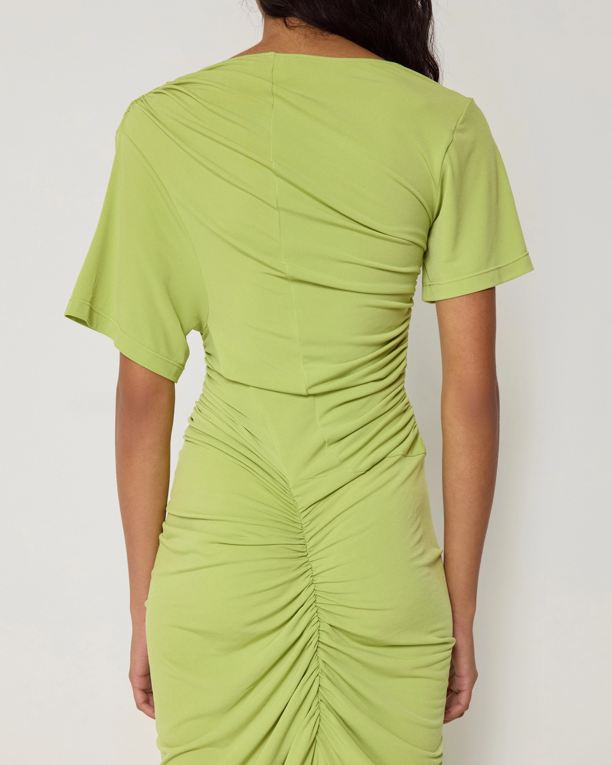 Asymmetrical Ruched Dress | Dark Citron