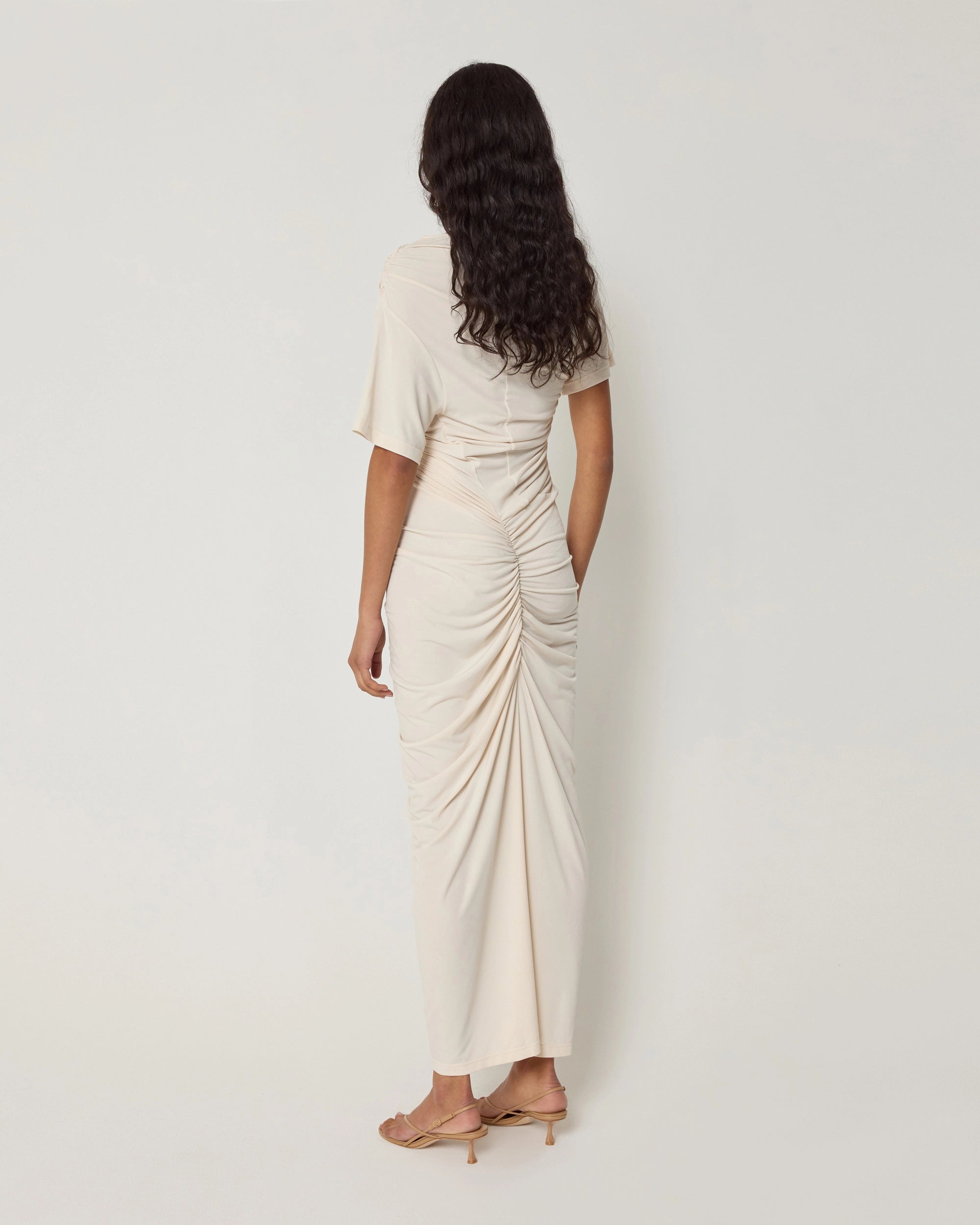 Asymmetrical Ruched Dress | Shell