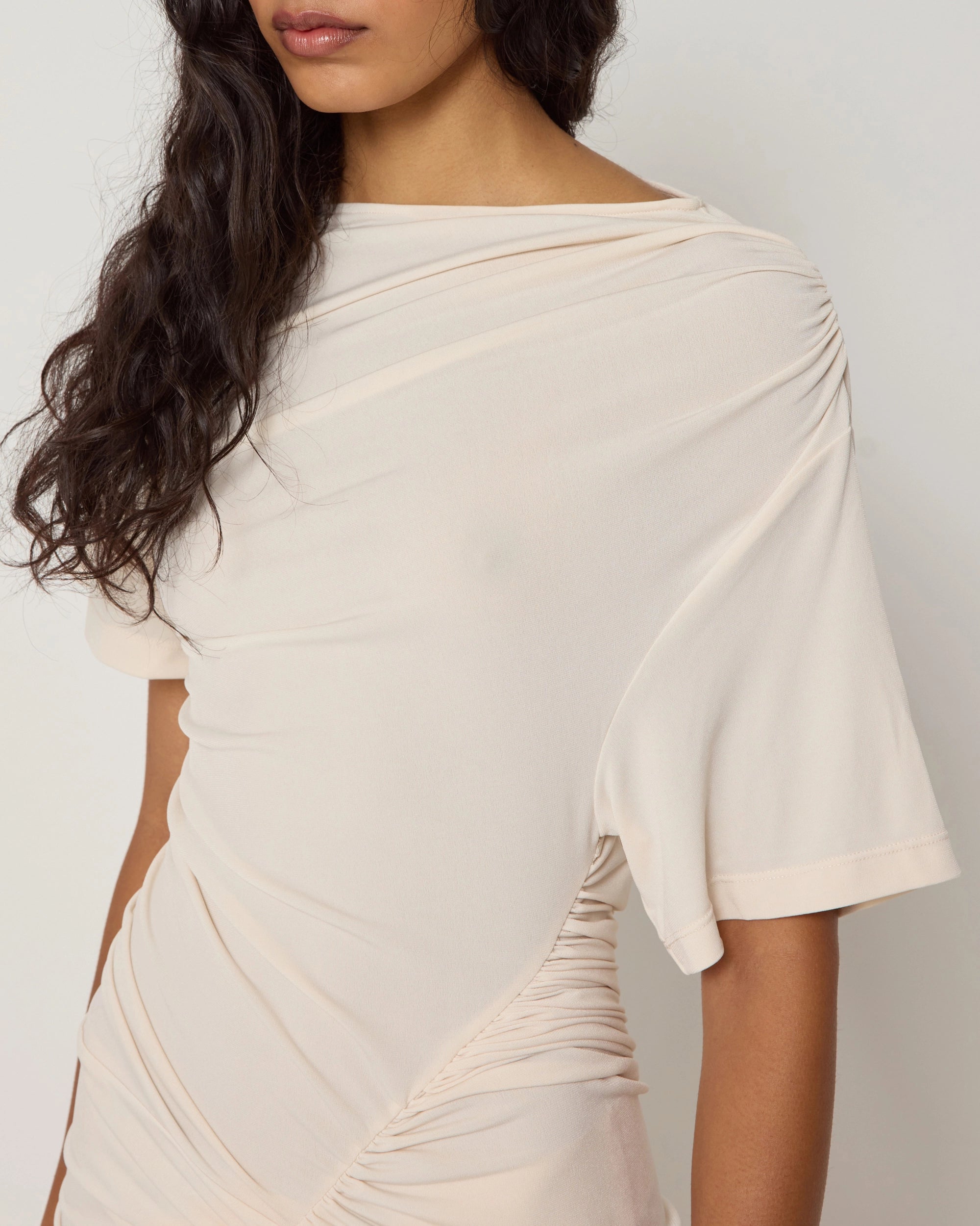 Asymmetrical Ruched Dress | Shell