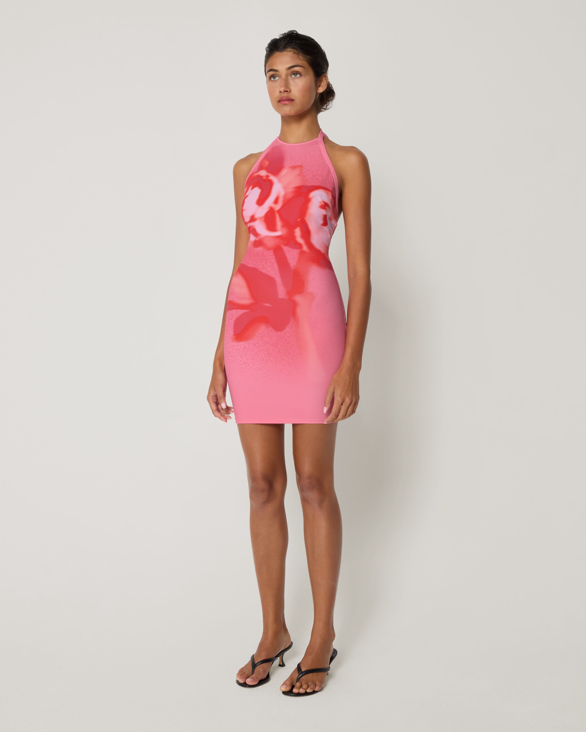 Smooth Stretch Halter Mini Dress | Pink Peony