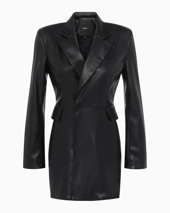 Faux Leather Blazer Mini Dress | Black