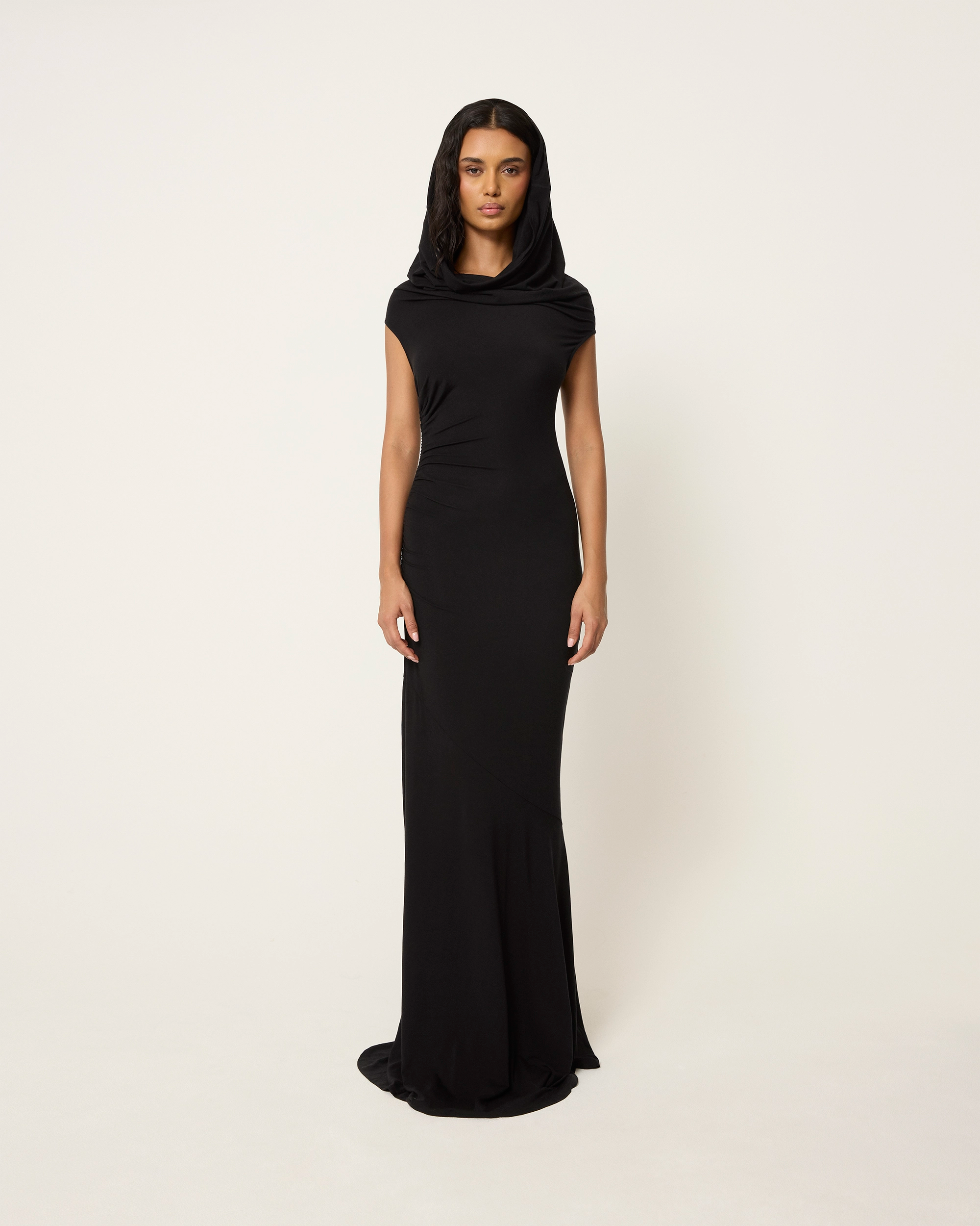 Draped Off The Shoulder Dress | Black