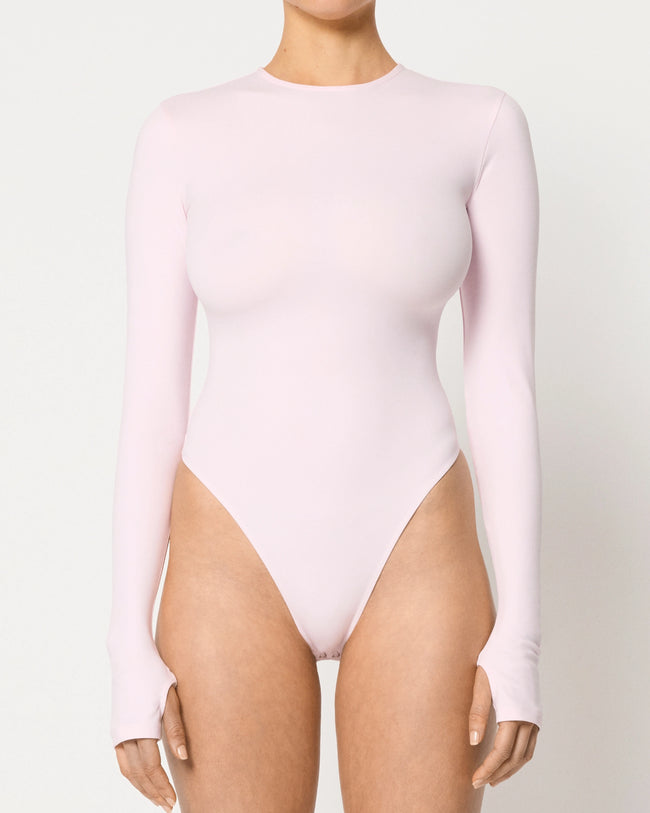 Long Sleeve Crewneck Bodysuit | Powder Pink