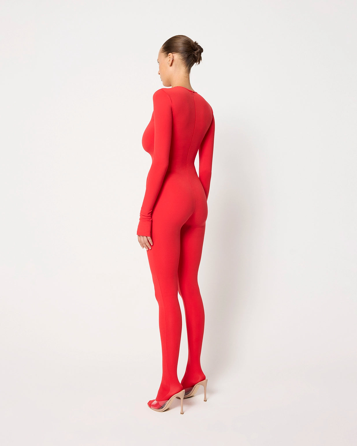 Long Sleeve Footed Catsuit | Scarlet