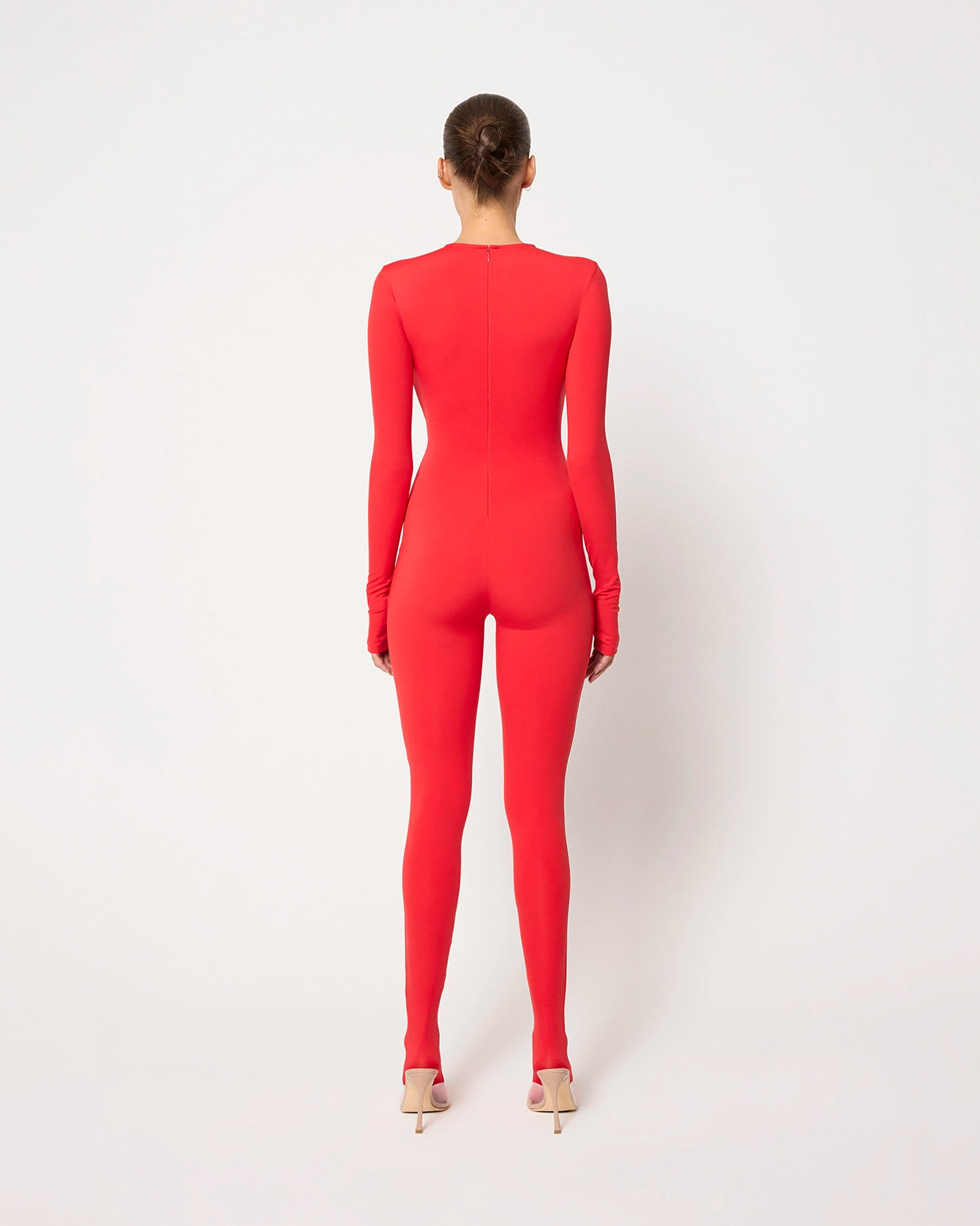 Long Sleeve Footed Catsuit | Scarlet