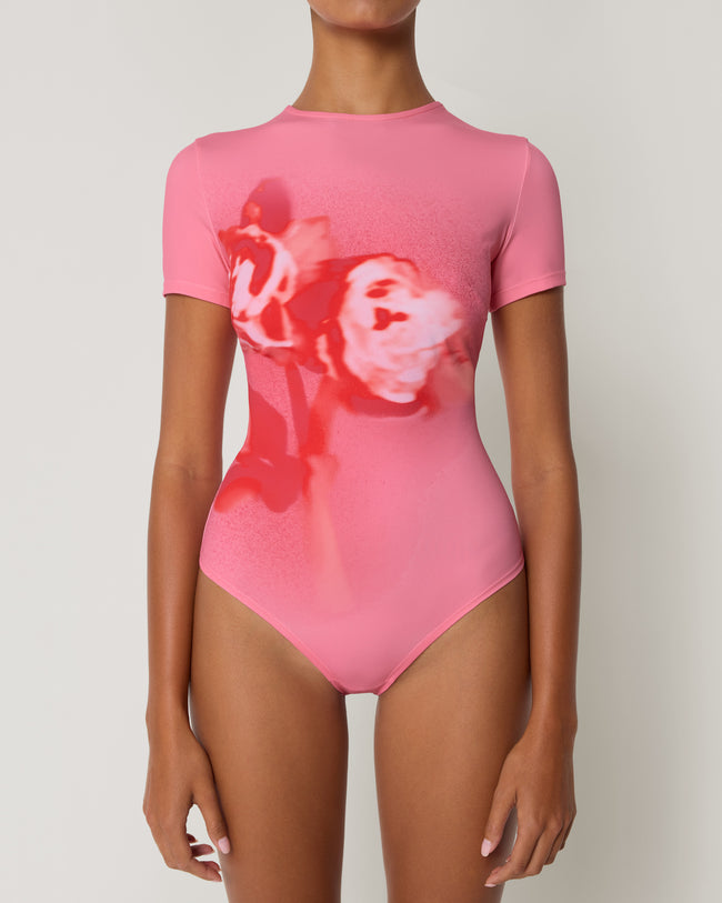 Smooth Stretch Open Back Bodysuit | Pink Peony