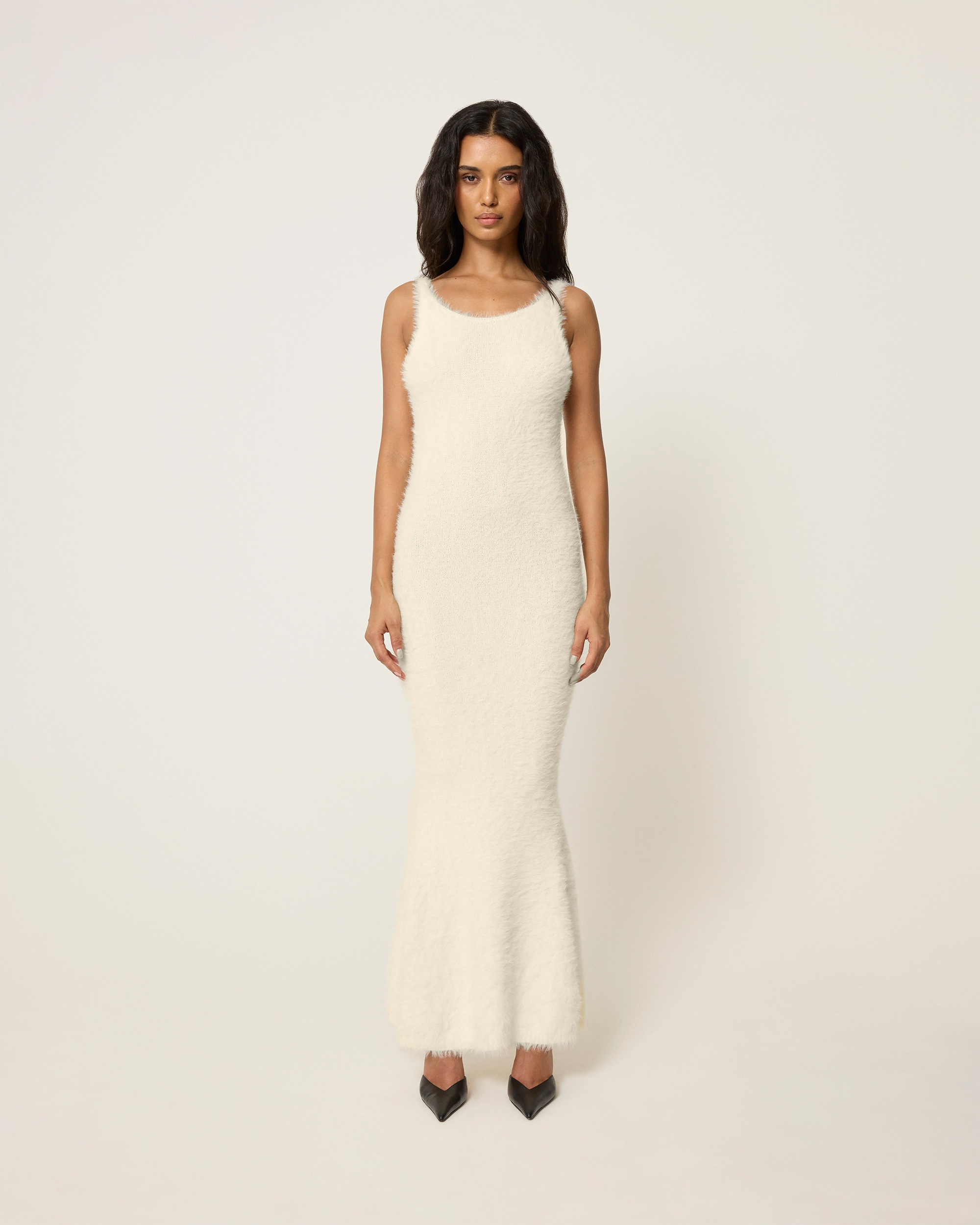 Knit Low Back Dress | Cream