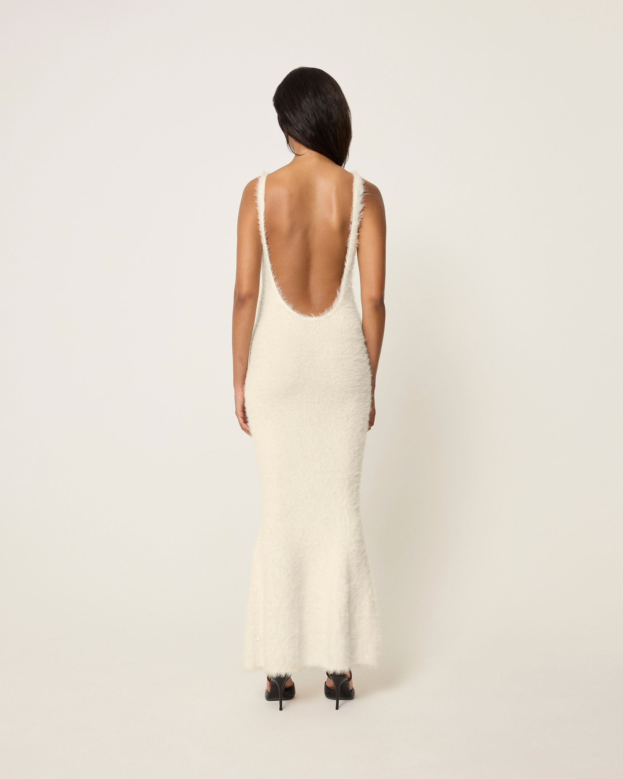 Knit Low Back Dress | Cream