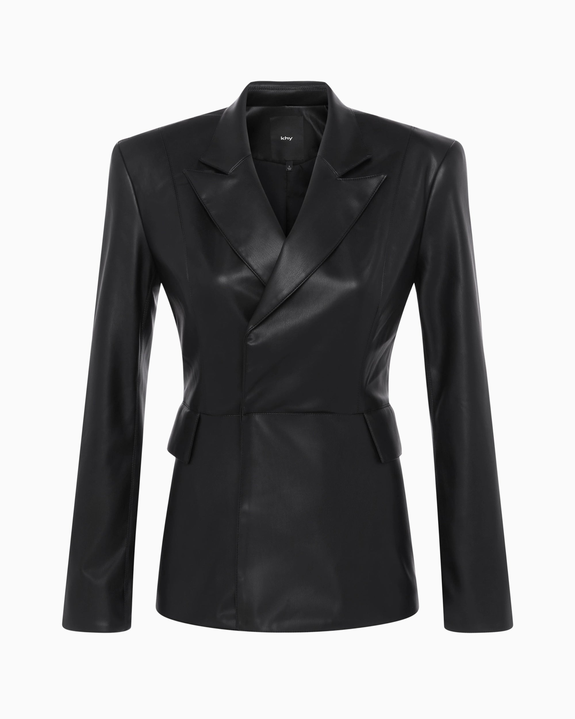 Faux Leather Blazer | Black