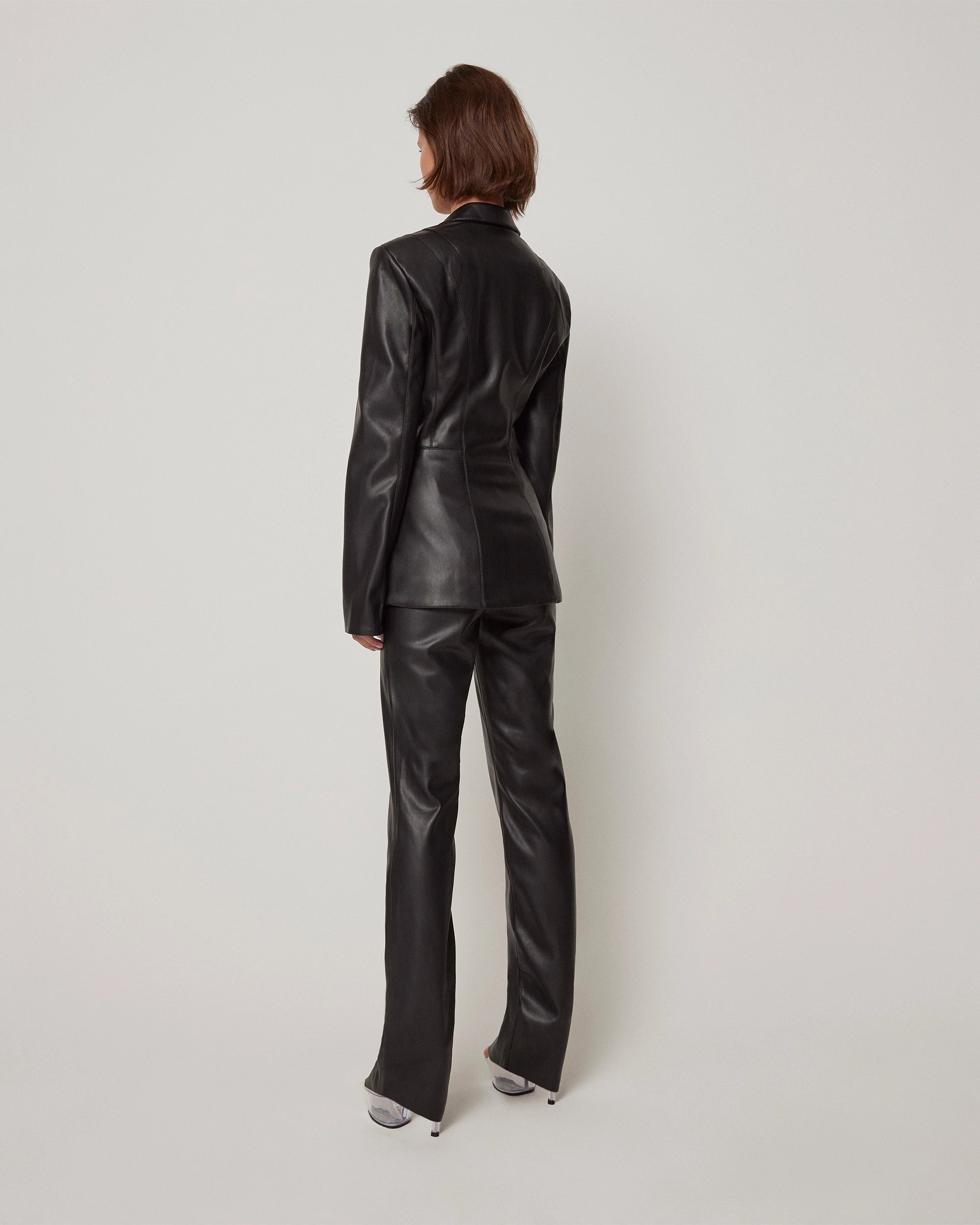 Faux Leather Blazer | Black