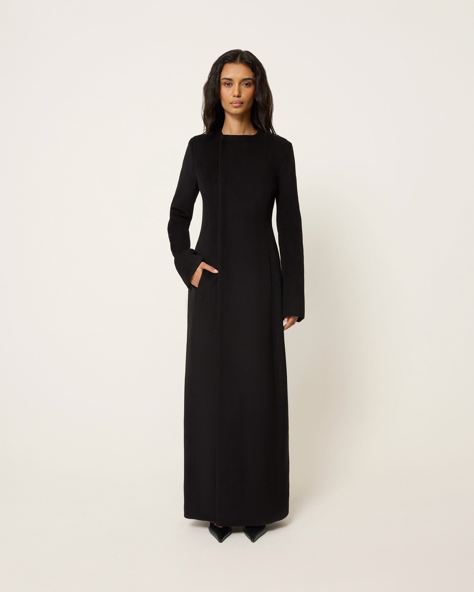 Long Tailored Coat | Black