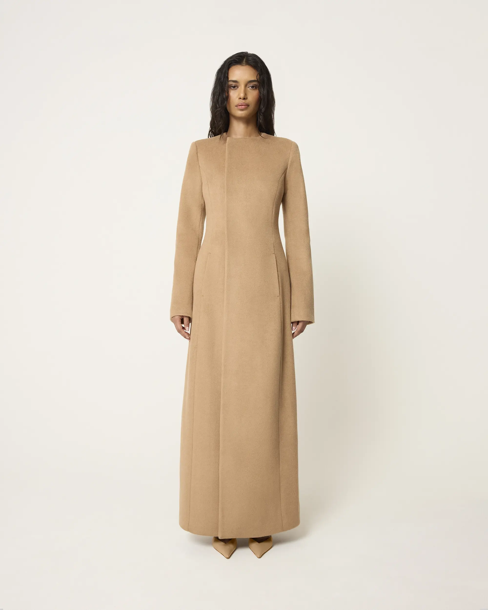 Long Tailored Coat | Camel