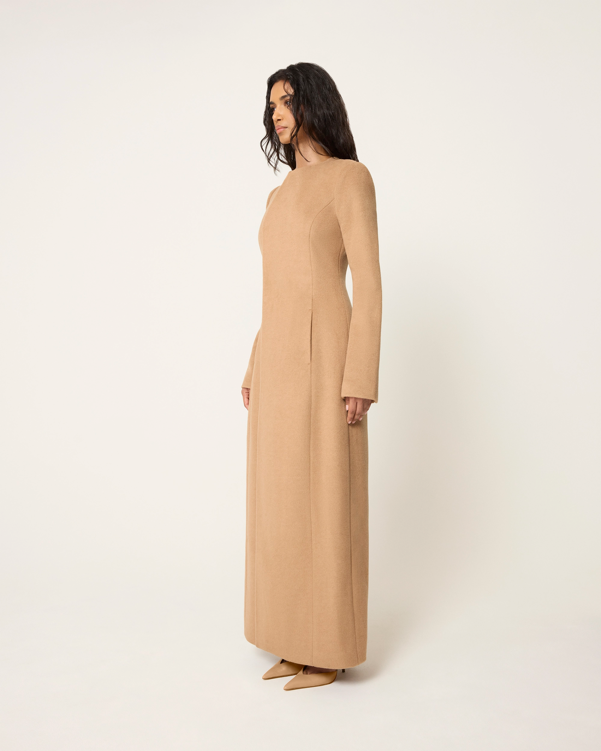 Long Tailored Coat | Camel