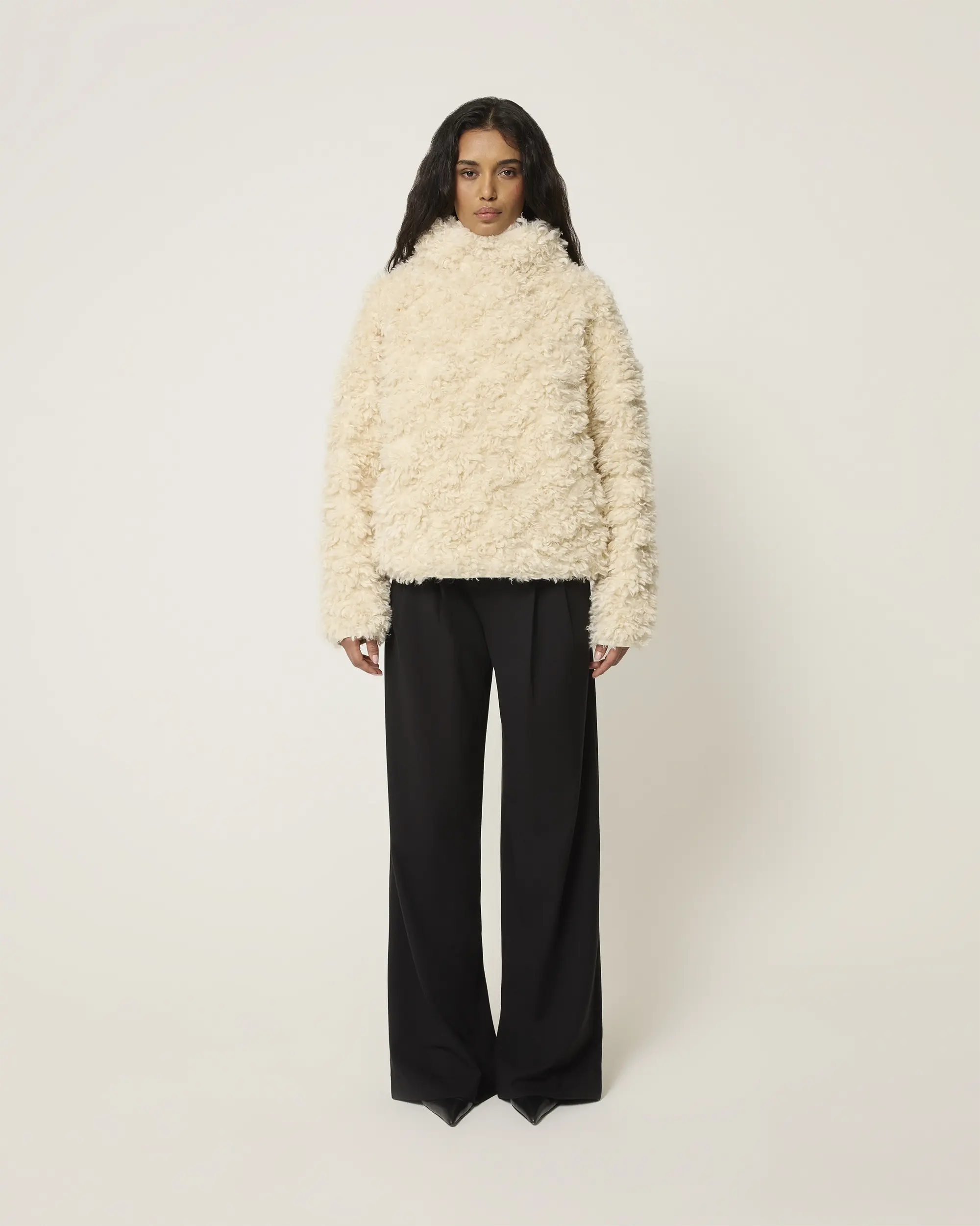 Shaggy Faux Fur Pullover | Cream