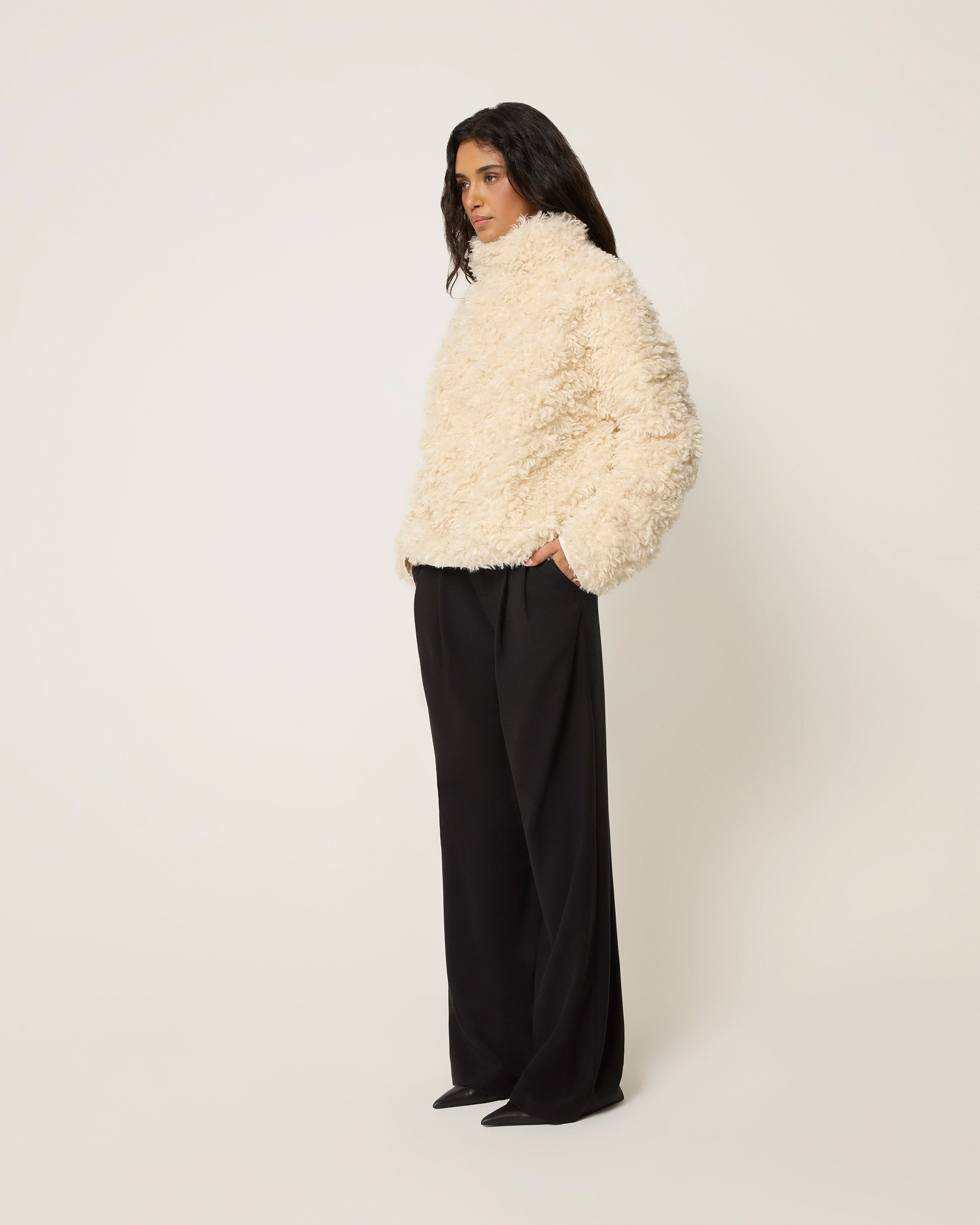 Shaggy Faux Fur Pullover | Cream