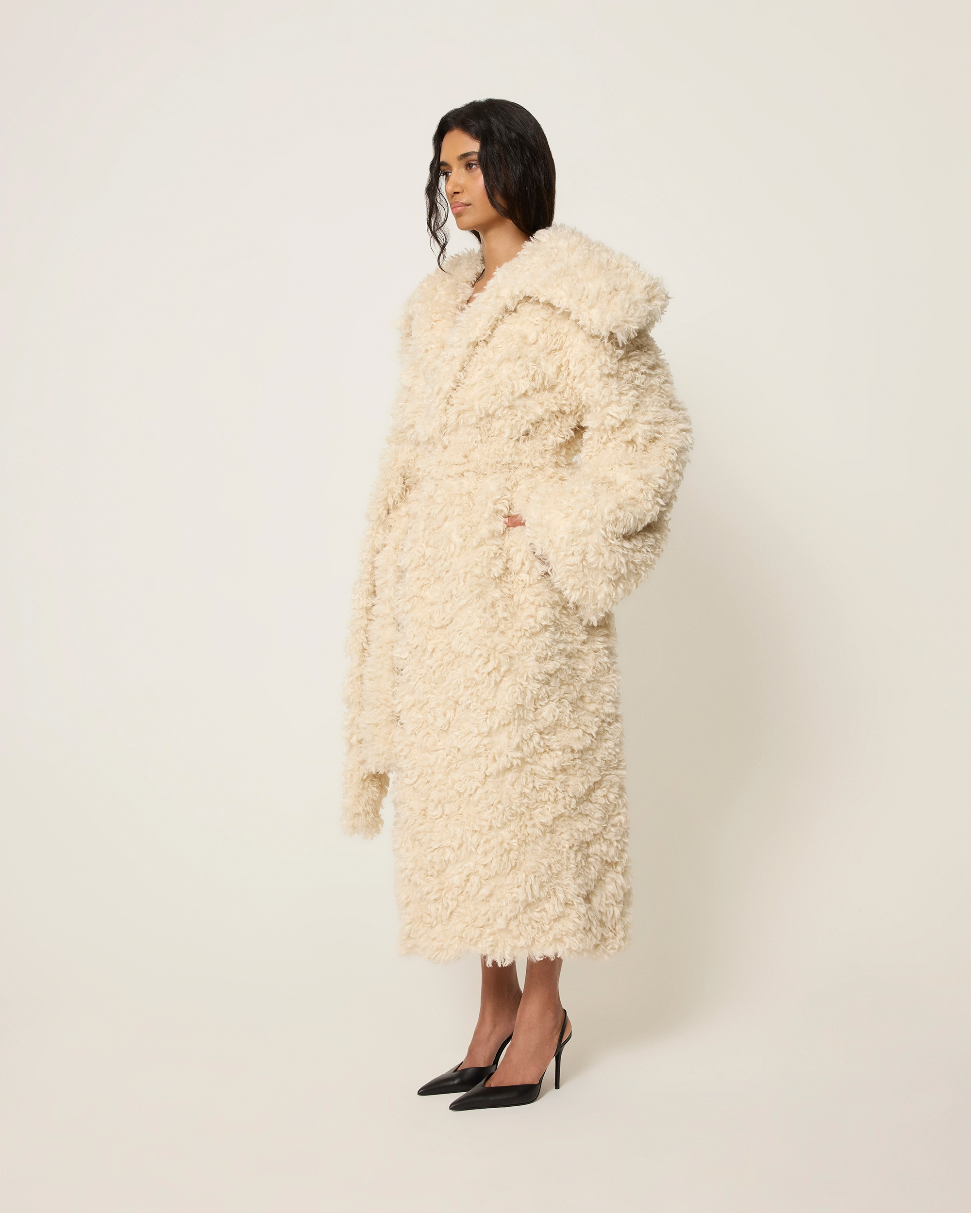 Shaggy Faux Fur Oversized Coat | Cream