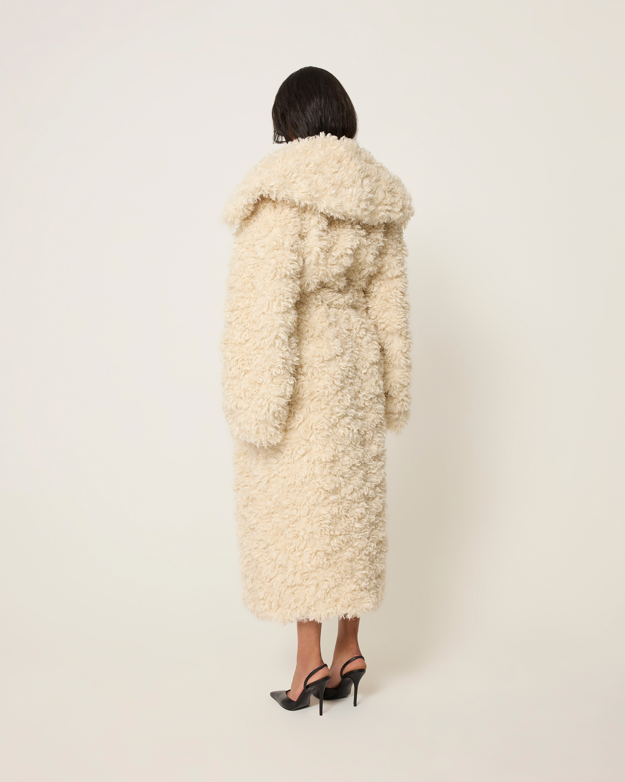 Shaggy Faux Fur Oversized Coat | Cream