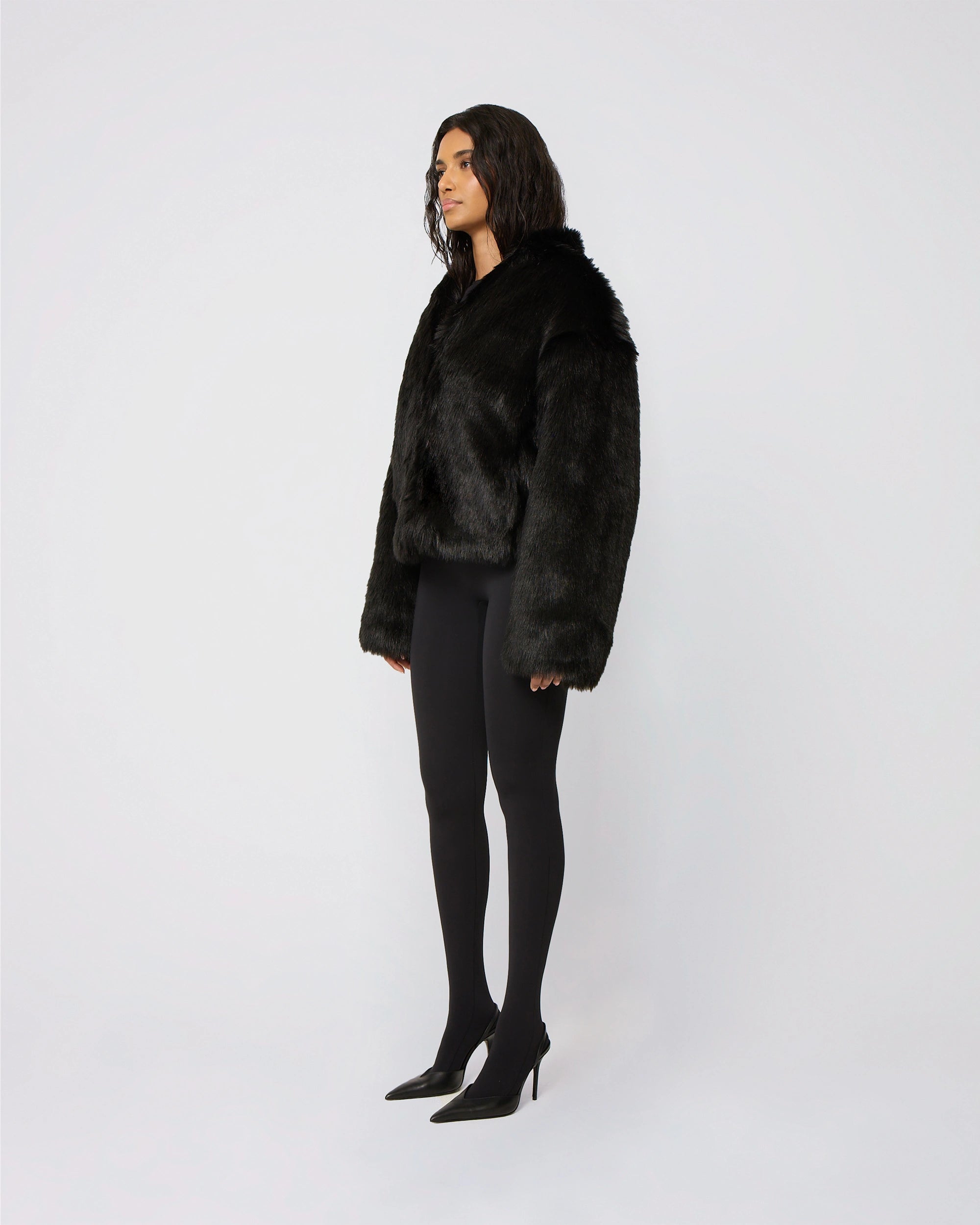 Faux Fur Jacket | Black