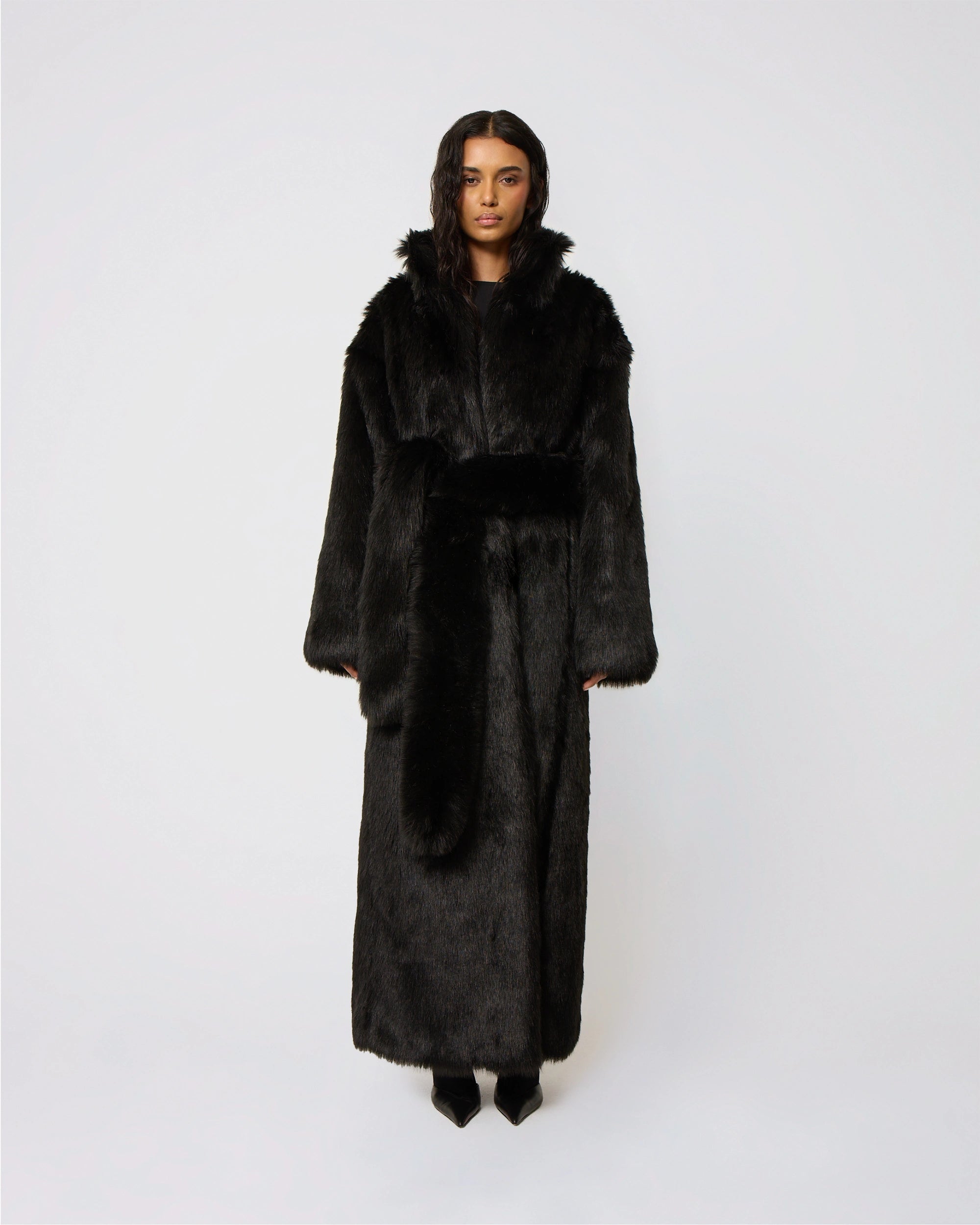 Faux Fur Coat | Black