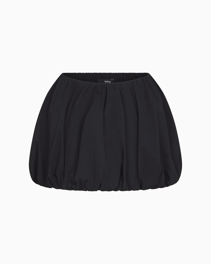 Poplin Bubble Mini Skirt | Black