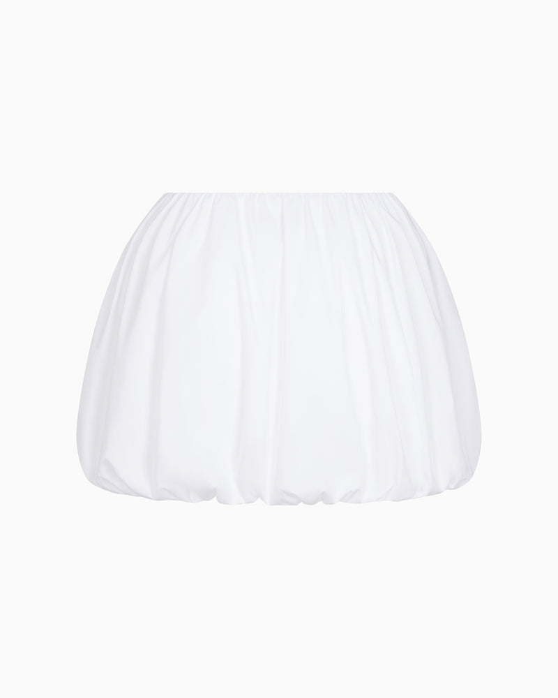 Poplin Bubble Mini Skirt | White