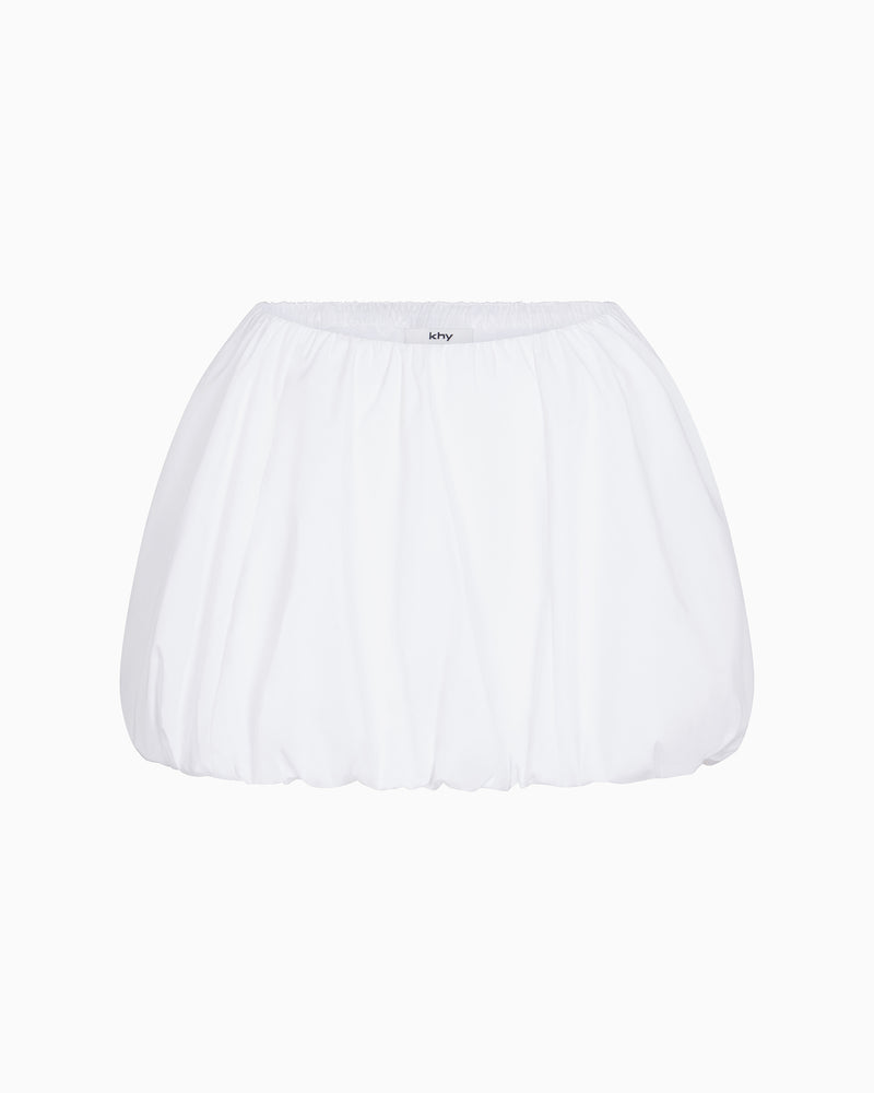 Poplin Bubble Mini Skirt | White