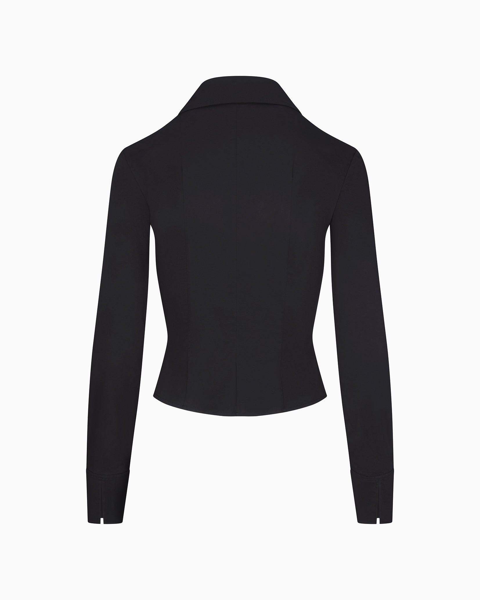 Poplin Collared Zip Shirt | Black